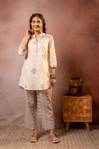 Juniper Off-White Blossom Printed Co-ord Set | Grocsy