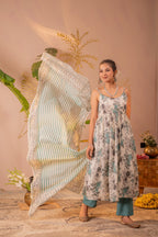 Juniper Ivory Meadow Bloom Kurta Pant And Dupatta Set | Grocsy