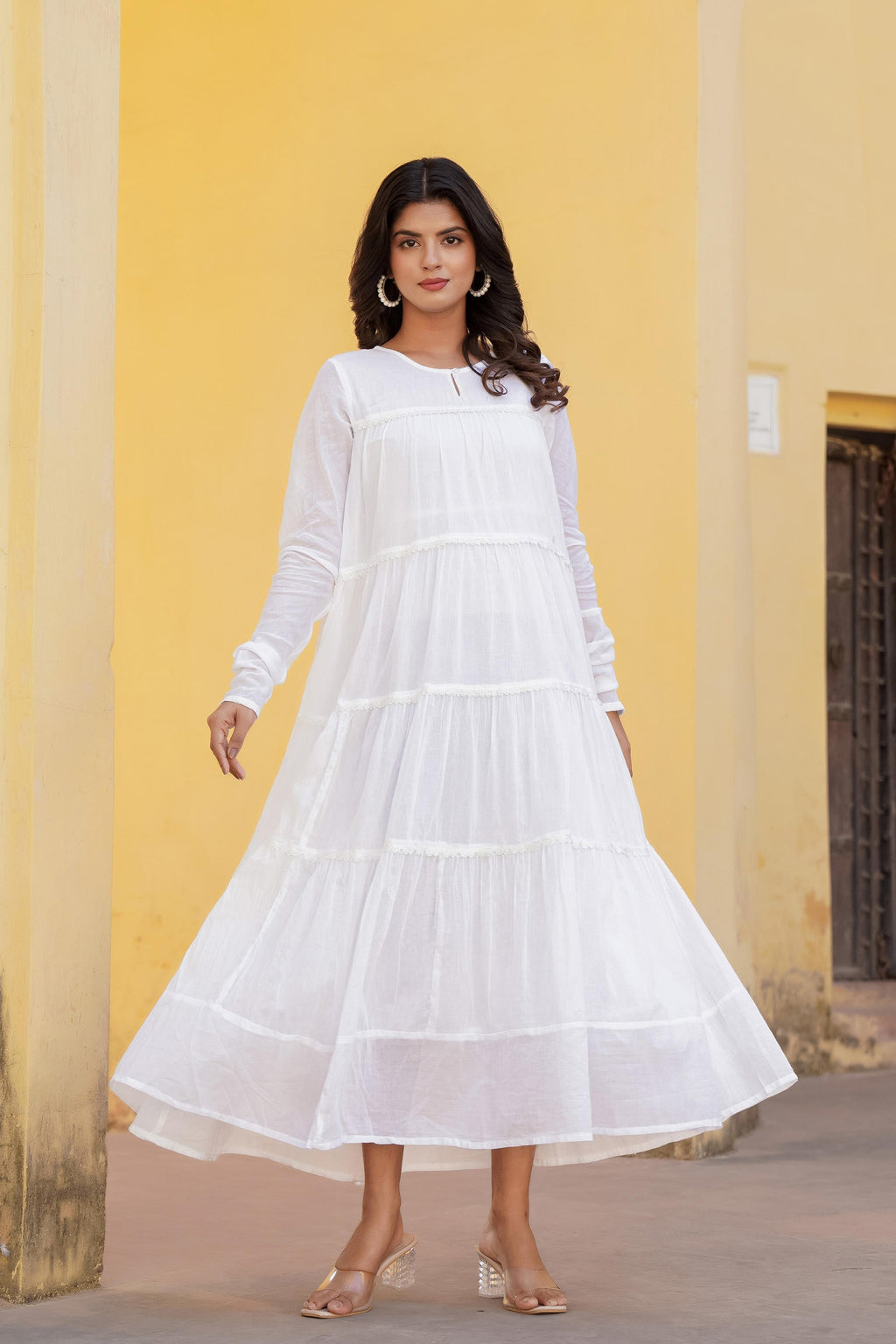 Juniper White Snowfall Breeze Tiered Maxi Dress | Grocsy