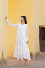 Juniper White Snowfall Breeze Tiered Maxi Dress | Grocsy