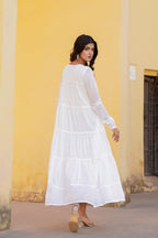 Juniper White Snowfall Breeze Tiered Maxi Dress | Grocsy