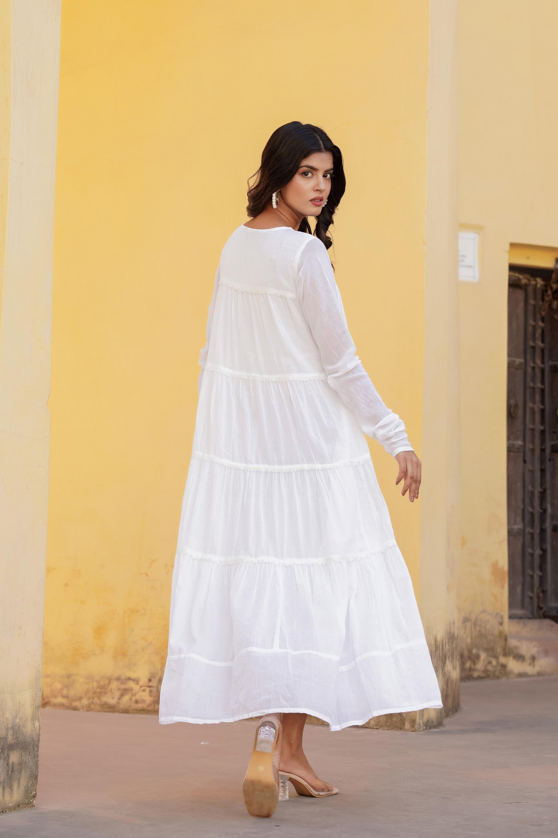 Juniper White Snowfall Breeze Tiered Maxi Dress | Grocsy