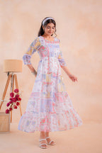 Juniper Pastel Patch Garden Tiered Maxi Dress | Grocsy
