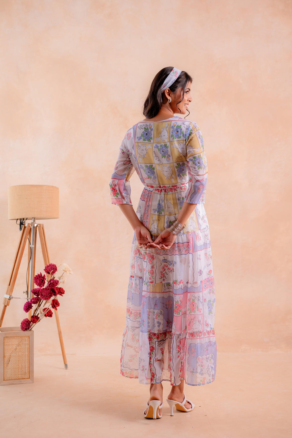 Juniper Pastel Patch Garden Tiered Maxi Dress | Grocsy
