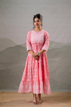 Juniper Baby Pink Tiered Anarkali Dress | Grocsy