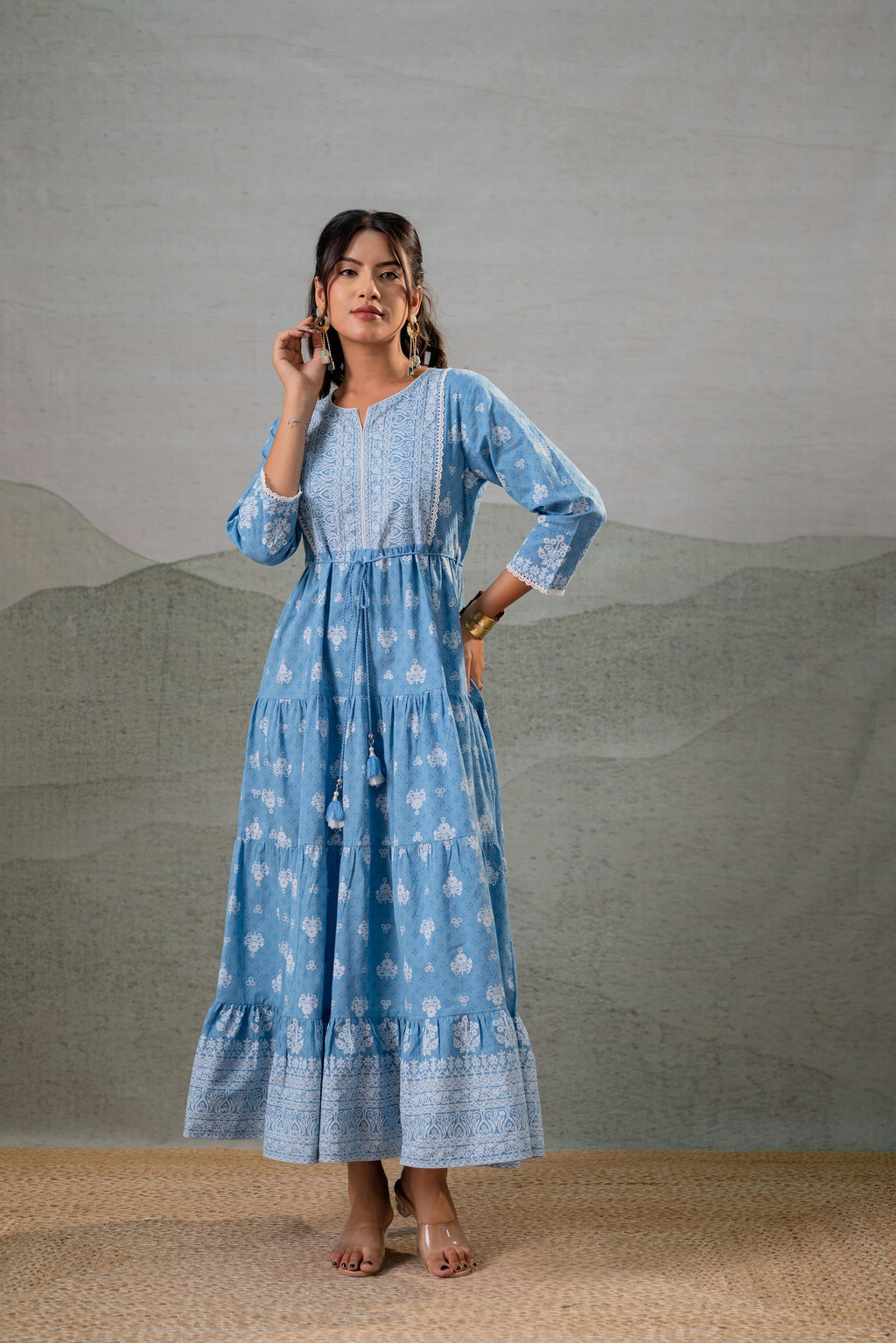 Juniper Neel Kamal Tiered Anarkali Dress | Grocsy