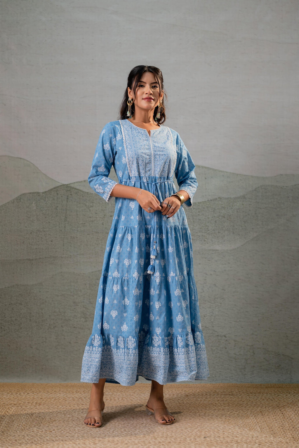 Juniper Neel Kamal Tiered Anarkali Dress | Grocsy