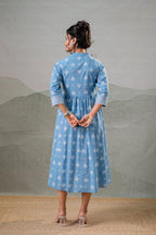 Juniper Neel Pushp Gathered Anarkali Dress | Grocsy