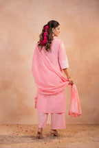 Juniper Blush Noor Printed Kurta Pant And Dupatta Set | Grocsy