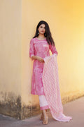Juniper Light Pink Ethnic Motif Printed Kurta Pant And Dupatta Set With Mirror & Thread Work | Grocsy