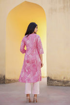Juniper Light Pink Ethnic Motif Printed Kurta Pant And Dupatta Set With Mirror & Thread Work | Grocsy