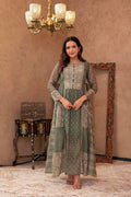 Juniper Green Floral Embroidered Cotton Dress with Tassels & Denim Look | Grocsy