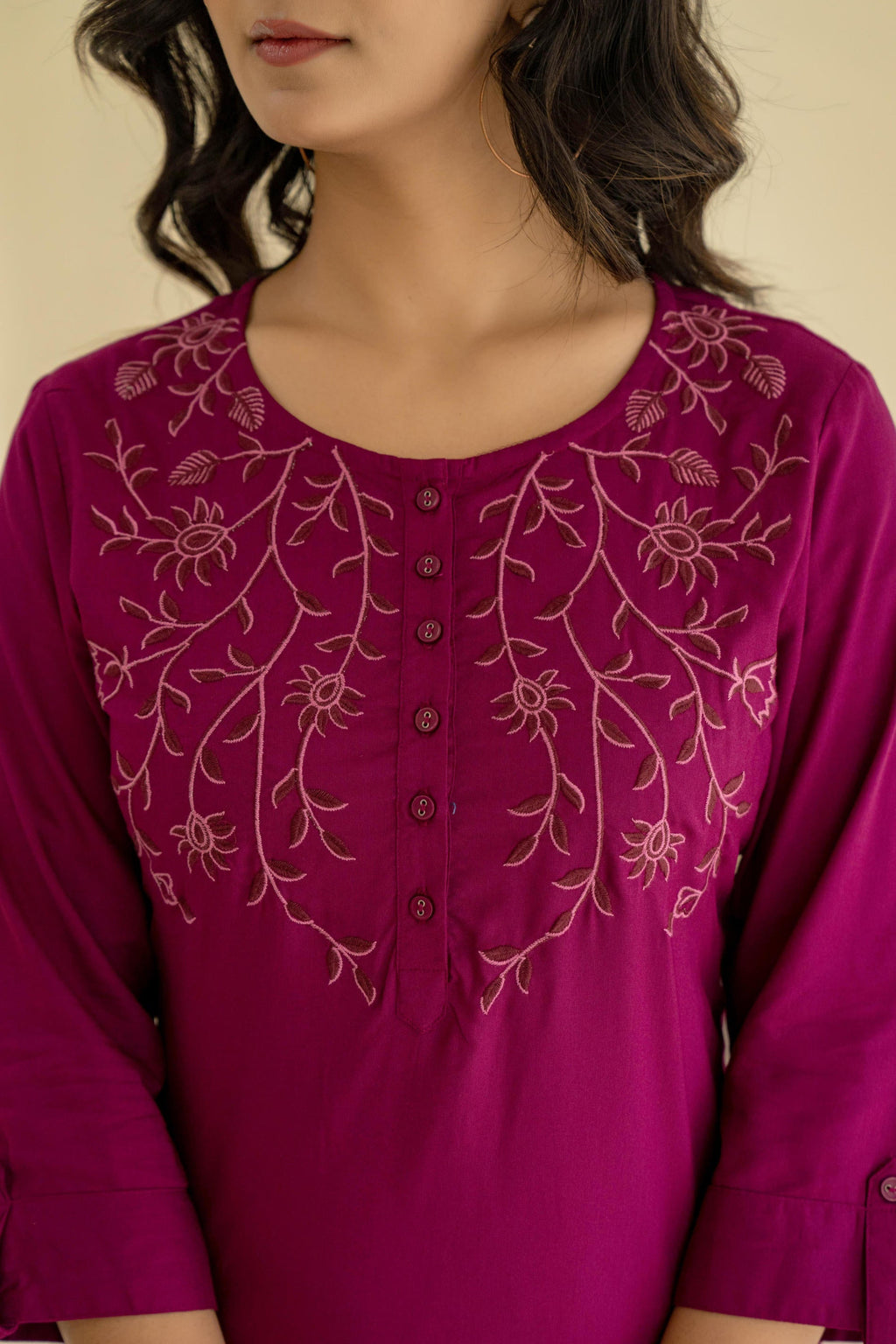 Juniper Plum Embroidered Tunic Top with Button Detailing | Grocsy