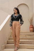 Juniper Beige Solid Viscose Pants | Grocsy