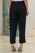 Juniper Black Solid Viscose Pants | Grocsy