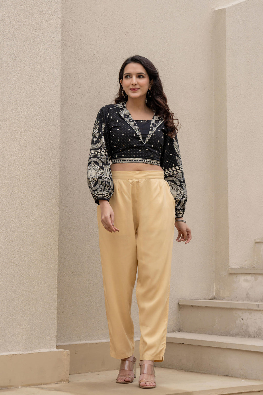 Juniper Gold Solid Viscose Pants | Grocsy