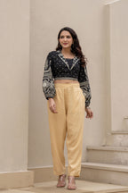 Juniper Gold Solid Viscose Pants | Grocsy
