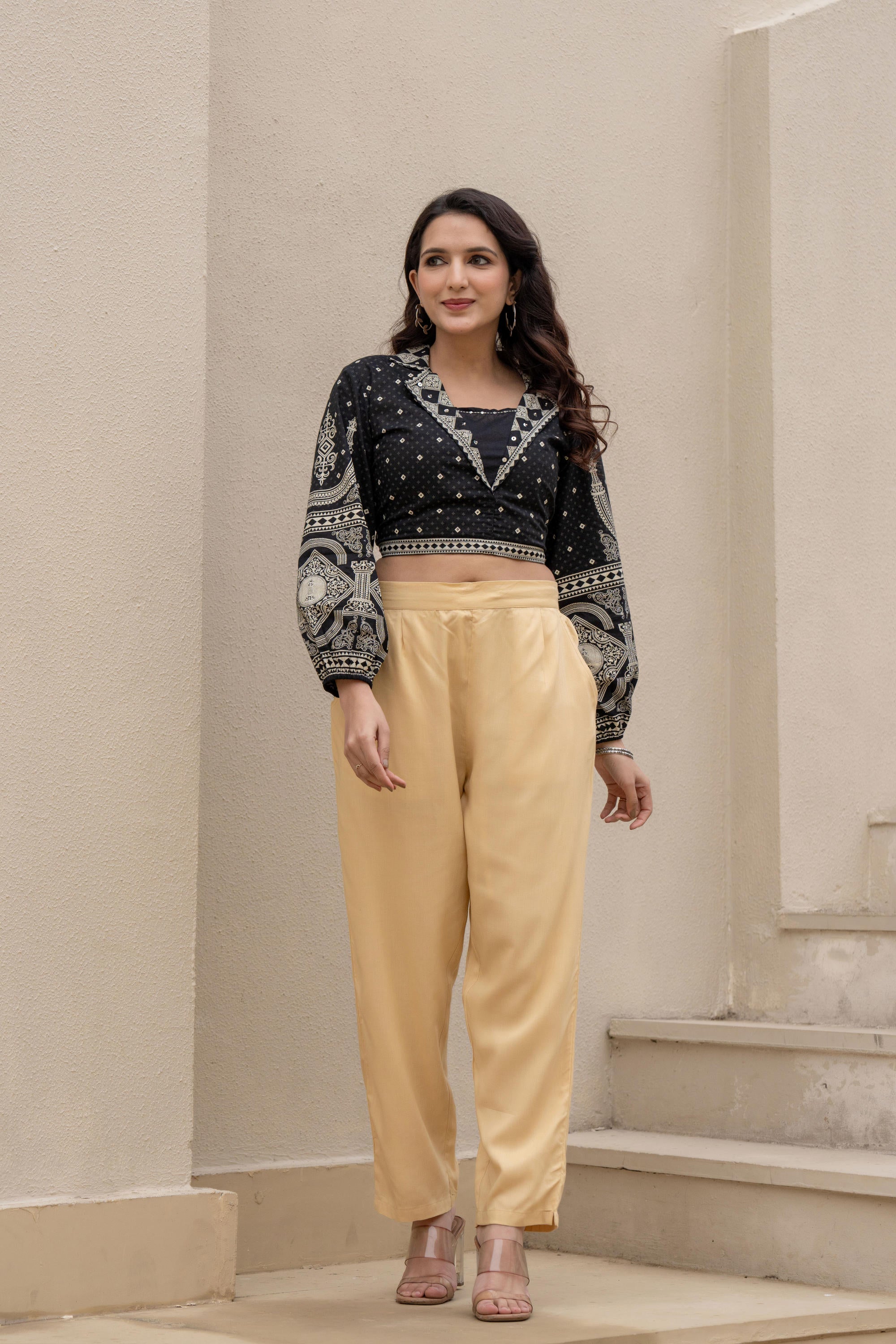 Juniper Gold Solid Viscose Pants | Grocsy