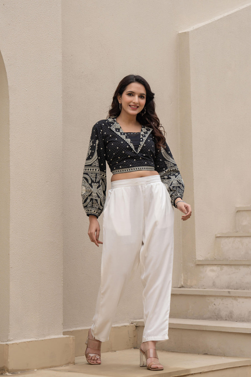 Juniper White Solid Viscose Pants | Grocsy