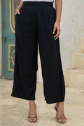 Juniper Black Solid Viscose Palazzo Pants | Grocsy