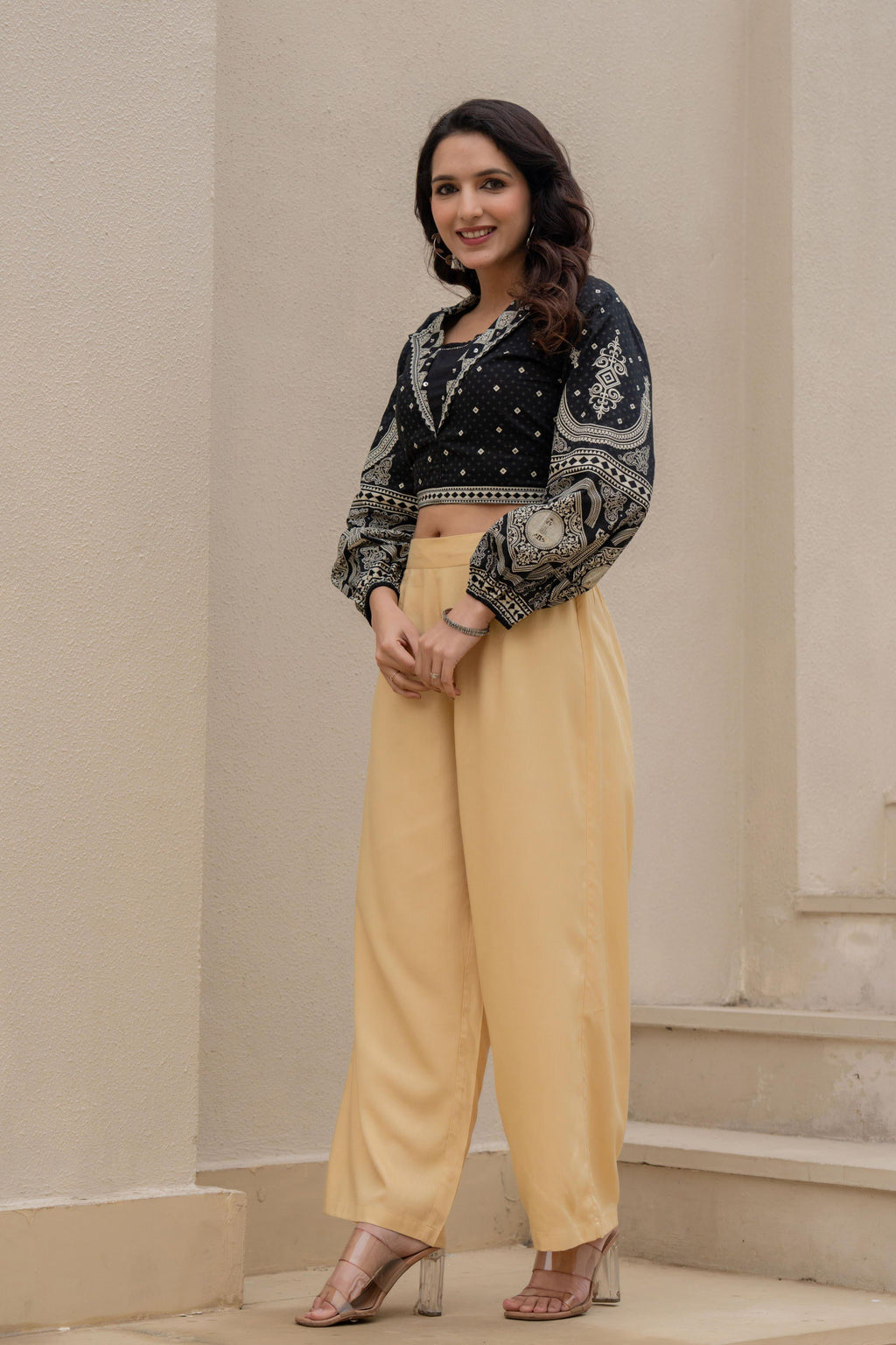 Juniper Gold Solid Viscose Palazzo Pants | Grocsy
