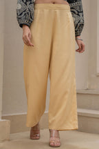 Juniper Gold Solid Viscose Palazzo Pants | Grocsy