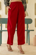 Juniper Maroon Solid Viscose Palazzo Pants | Grocsy