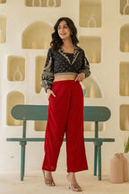 Juniper Maroon Solid Viscose Palazzo Pants | Grocsy