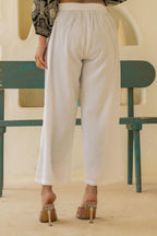 Juniper Solid White High Waist Wide Leg Palazzo Pants | Grocsy