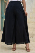 Juniper Black Solid Viscose Palazzo Pants | Grocsy