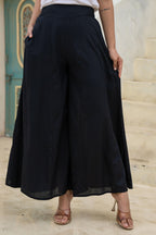 Juniper Black Solid Viscose Palazzo Pants | Grocsy