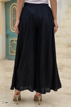 Juniper Black Solid Viscose Palazzo Pants | Grocsy