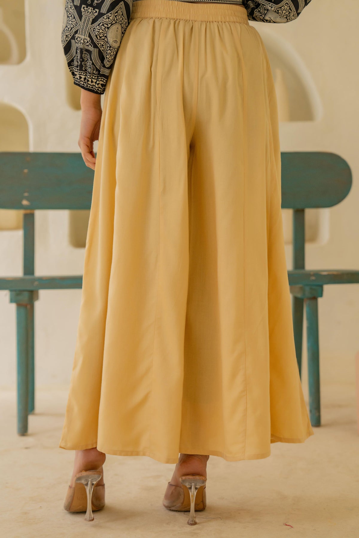 Juniper Gold Solid Viscose Palazzo Pants | Grocsy