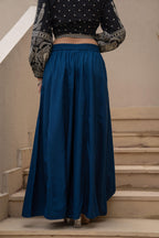 Juniper Navy Solid Viscose Palazzo Pants | Grocsy