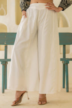 Juniper Off White Solid Viscose Palazzo Pants | Grocsy