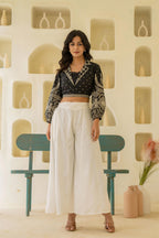 Juniper Off White Solid Viscose Palazzo Pants | Grocsy