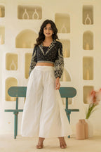 Juniper Off White Solid Viscose Palazzo Pants | Grocsy
