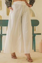 Juniper Off White Solid Viscose Palazzo Pants | Grocsy