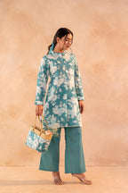 Juniper Teal Garden Bloom Kurta And Pant Set | Grocsy