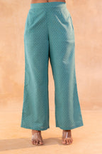 Juniper Teal Garden Bloom Kurta And Pant Set | Grocsy