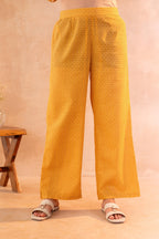 Juniper Sunlit Bloom Mustard Kurta And Pant Set | Grocsy