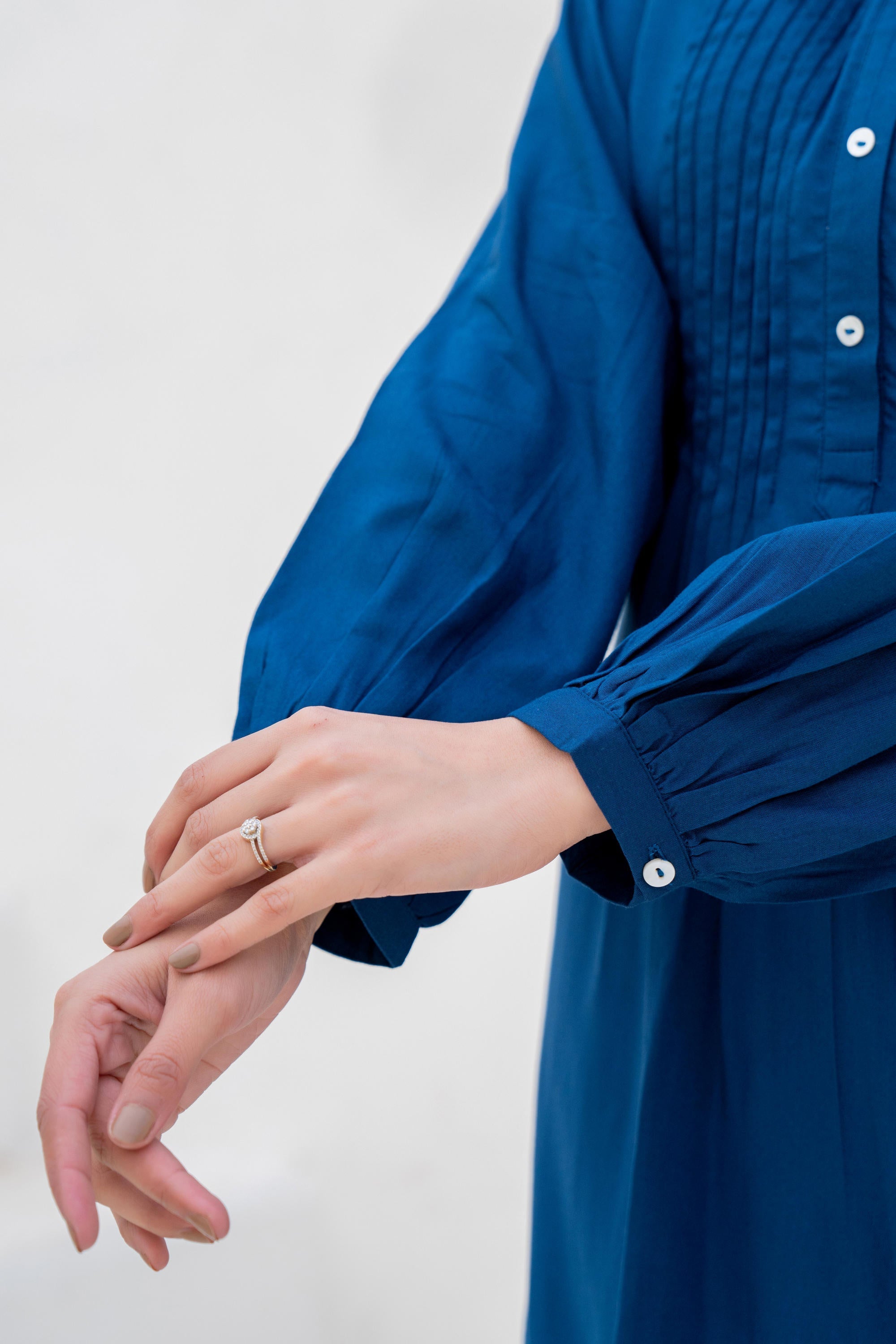 Juniper Navy Solid Viscose Tunic With Buttons & Lace | Grocsy