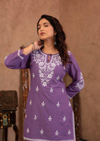 Juniper Purple Embroidered Cotton Kurta With Pant | Grocsy