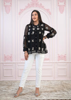 Juniper Black embroiderd and sequince tunic with buttons | Grocsy