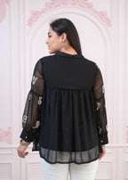 Juniper Black embroiderd and sequince tunic with buttons | Grocsy