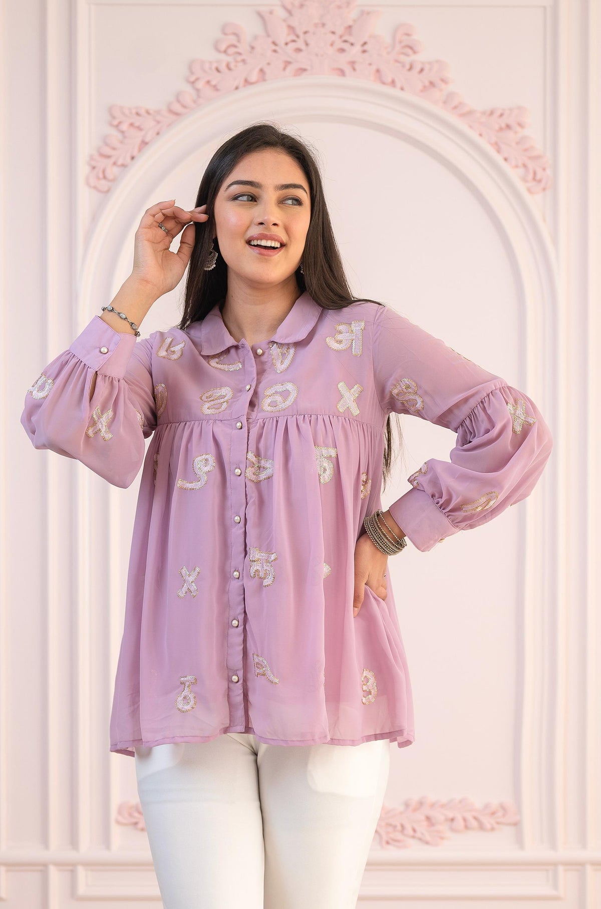 Juniper Lavender Embroidered Cotton Kurta With Pant | Grocsy