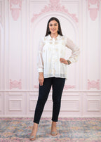 Juniper White embroiderd and sequince tunic with buttons | Grocsy