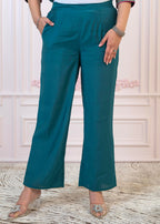 Juniper Teal Festive Kurta Set with Pant & Chiffon Dupatta – Sequin & Zari Detailing | Grocsy