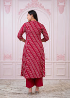 Juniper Maroon Angrakha-Style Kurta Set with Gota Work and Dupatta | Grocsy