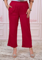 Juniper Maroon Angrakha-Style Kurta Set with Gota Work and Dupatta | Grocsy